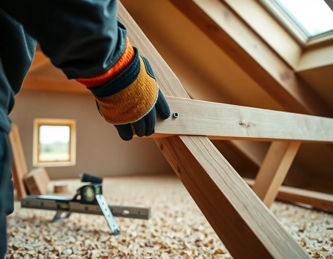Skilled carpenter at work on loft conversion joinery — quality work that satisfies party wall requirements